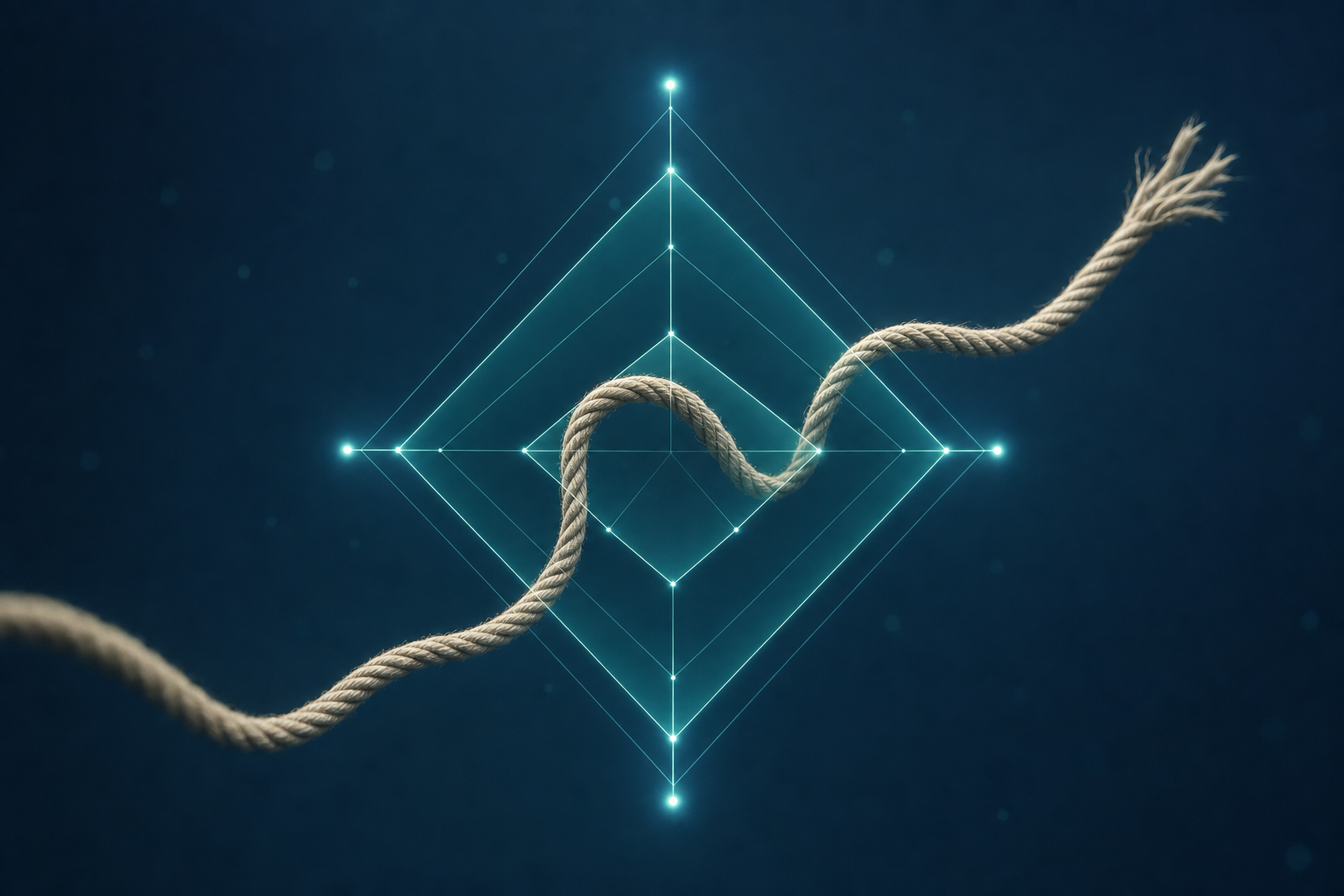 Rescue Pattern Index radar chart and rope on navy background